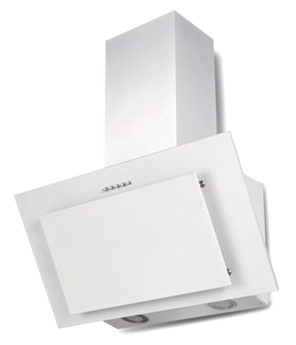 PKM Schräghaube S13-60 | Kopffreihaube | Dunstabzugshaube | 60cm Breite | matt schwarz oder weiß | 3 Leistungsstufen | Abluft | Umluft [Energieklasse B] (White)