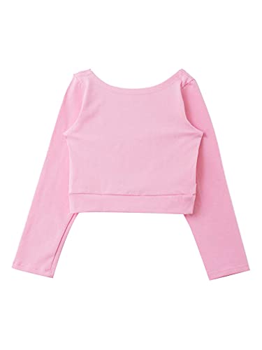 FEESHOW Girls' Classics Knitted Warm-up Wrap Sweater Long Sleeve Top Dance Ballet Leotard Cardigan4