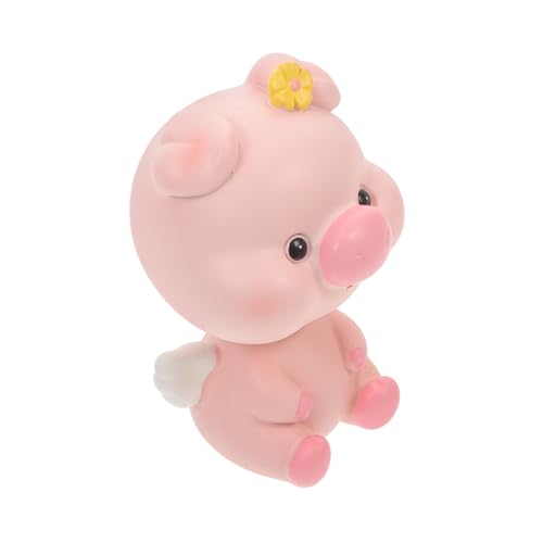 TOBBOMEY Décoration Cochon Tête Branlante Miniature pour Tableau de Bord Voiture Ornement et Compact Résine Bureau