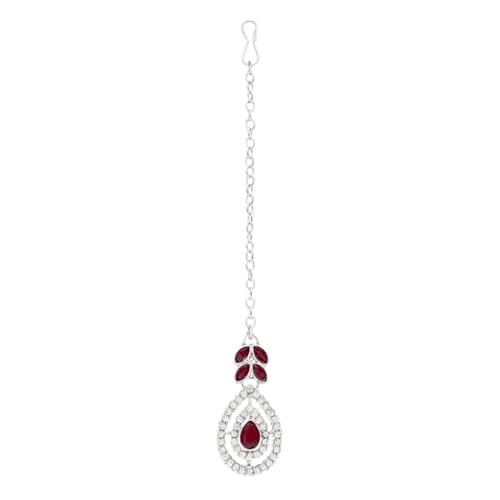 Image of I Jewels Silver Plated Elegant Leaf Motif Necklace Set with Earrings & Maang Tika for Women