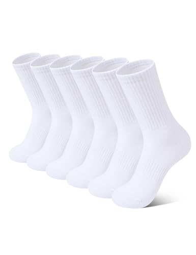 Image of Somaibo 6 Pairs Kids Boys Girls Socks Athletic Basketball Soccer Football Cotton Crew Sock with Retro Stripes