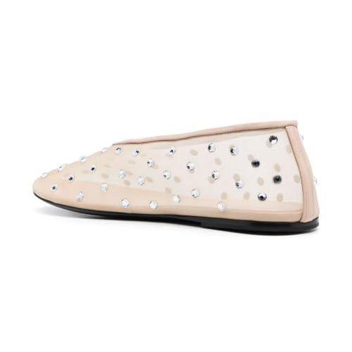 Crystal-Embellished Mesh Flats Women's Rhinestone Ballet Flat Slip On Ballerina Shoes Comfortable Casual Gauze Shoe4