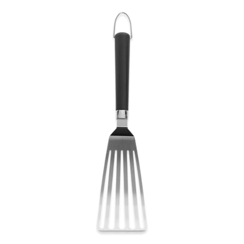 Weber Flexibler Grillplattenwender (41cm), aus Edelstahl, geschlitztes Designm, abgeschrägte Kanten, Rutschfester Komfortgriff, spülmaschinenfest - Silber (6780)