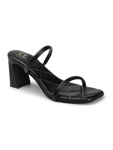 Image of Carlton London Women Comfortable Casual Sandal with Block Heels, Square Toe for Casual and Office Wear