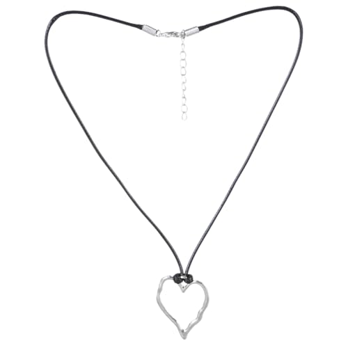 Collier grand cœur évidé pour femme avec chaîne de clavicule réglable et légère