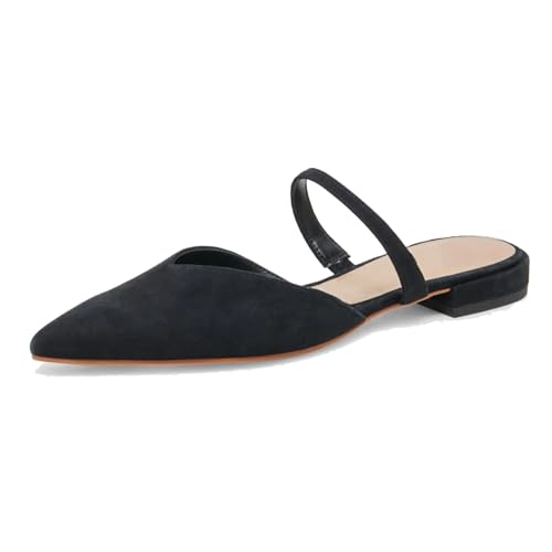 Image of Mesh Mules for Women Comfy Raffia Woven Strap Closed Pointed Toe Mule Flats Casual Slip on Dress Slides Flats