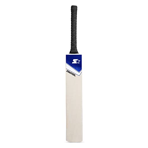 Starter Poplar Willow Cricket Bat with Poplar Handle Wood for Tennis Ball- 13+ Years Kids- Full Size - Blue & White