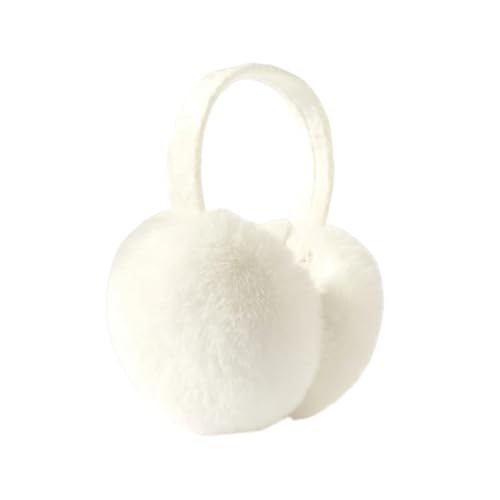 Cache-oreilles blancs en peluche pour stopper le vent froid aux oreilles en hiver