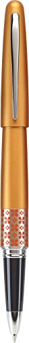 PILOT MR Retro Pop Collection Gel Roller Pen in Gift Box, Orange Barrel with Flower Accent, Fine Point Stainless Steel Nib, Refillable Black Ink (91403)