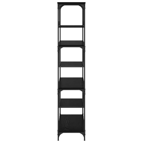 Estantería de roble negro vertical con 7 compartimentos y diseño industrial moderno para dormitorio 7