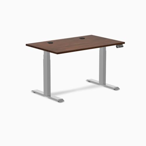 Image of Desky Dual Rubberwood Sit Stand Desk Red Walnut 48 inch Grey