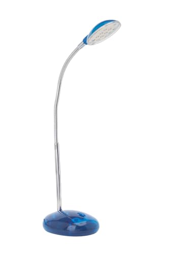 Lightbox blaue Basic LED Schreibtischlampe - 32 cm Höhe - funktionale Tischleuchte mit einstellbaren Arm & Schalter - fürs Büro - 2 W, 140 lm, 6500 K - aus Kunststoff/Metall