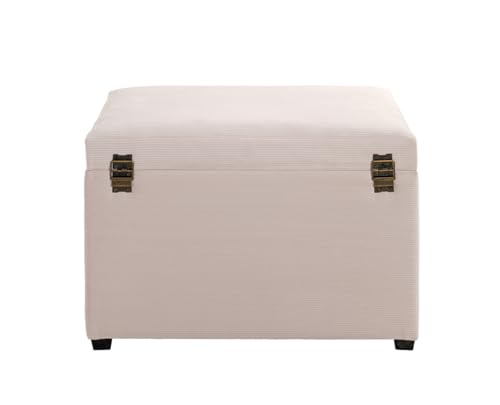 HAKU Möbel Sitztruhe Creme, MDF, Textilgewebe Cord - Maße: B 58 cm x H 42 cm x T 39 cm, Style: Modern