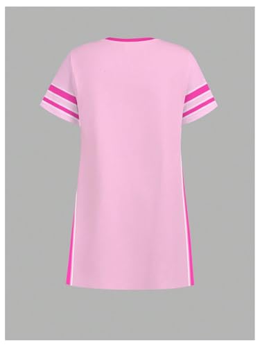 Girl's Graphic Jersey Dresses Short Sleeve Crewneck Sports Mini Tshirt Dress2