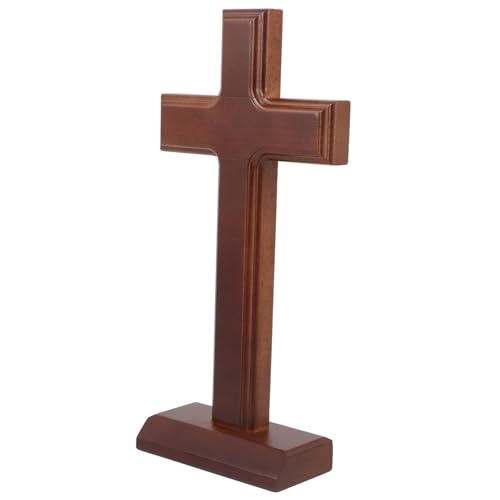 TOPBATHY 30cm Wooden Cross Craft Catholic Prayer Cards Religious Cross for Home Decor
