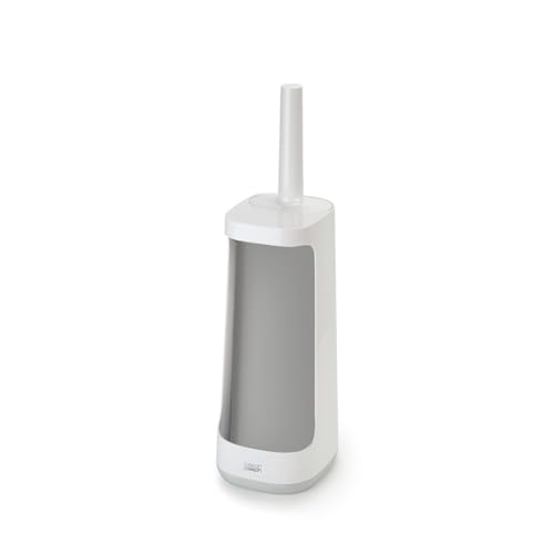 Image of Joseph Joseph Flex Plus - Smart Hygienic Silicone Toilet Brush with Storage Bay Caddy, flexible, anti-drip, anti-clog deep clean head - Large, White /Grey