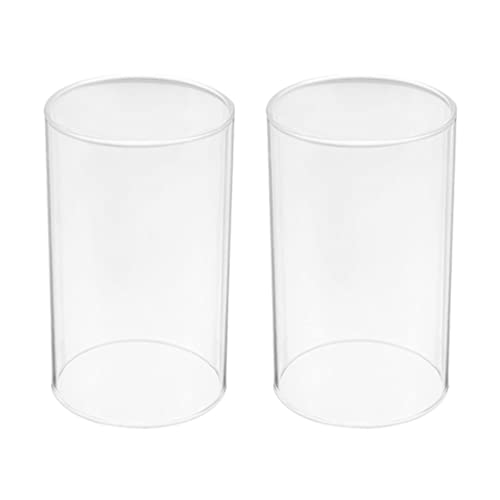 BESPORTBLE Hurricanes Candle Holder - 2Pcs Clear Glass Cylinder Open Both Ends Chimney Tube Open Ended LED Candle Shade Wedding Table Centerpiece Decor, 8 * 15cm