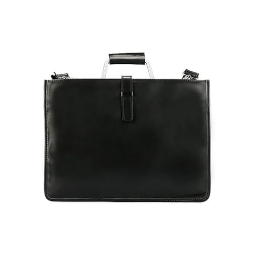 Cosmawn Maletíne Maletín de piel for hombre, bolso de mano de piel for portátil, bolso bandolera retro for la oficina o el trabajo.(Noir)