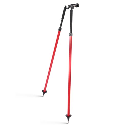 Mountlaser Aluminum Bipod for Prism Poles, Bipod Surveying Thumb Release, 6FT/1.8M Length Adjustable Height Bipod for Land Surveying Total Stations, Red
