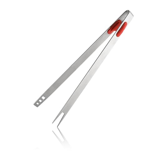 TIANLIN Pinzette per Carne, Acciaio Inossidabile 304 Pinze per Grill, Antiscottatura Pinze da Cucina Lunghe, Morsetto a Forcella Doppio Uso, per Cucina, Barbecue, Ristorante