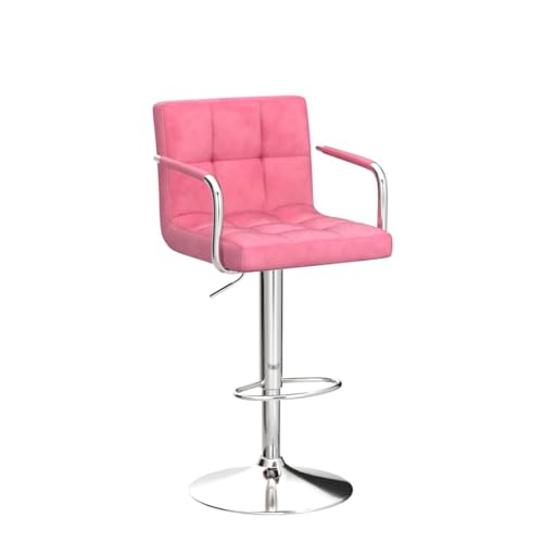 Image of Yaheetech Bar Stools Set of 2, Swivel with Backs, Adjustable Height, Pink