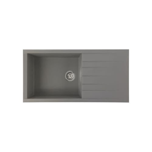 STRADOUR Evier a encastrer CUBE, en SMC GRIS BETON - 16, 1 bac, dim. 100 * 50 cm, vidage manuel