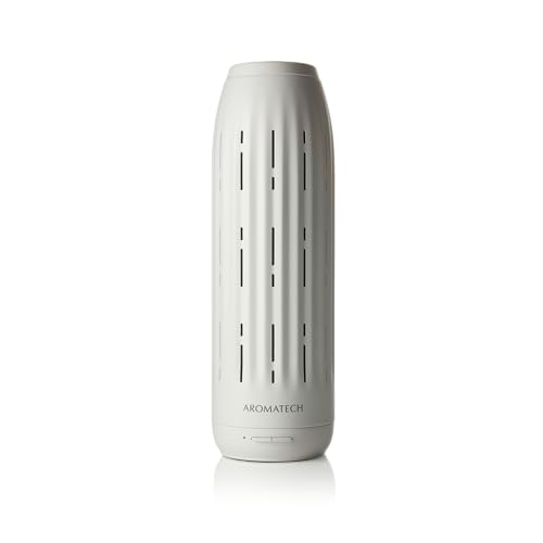 AromaTech Ambience Scent Diffuser for Essential Oil Blends & Fragrances &ndash; Waterless Scent Machine w/Bluetooth for Home, Bathroom Boutiques, Hotel, Spa &ndash; White Stone
