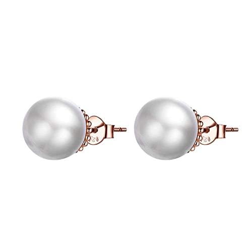 Boucles d'oreilles perles blanches en argent sterling pour femme, bijoux élégants