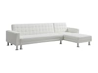 Vente-unique - Canapé d'angle Convertible et réversible en Simili Blanc Willis II