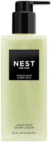 NEST New York Liquid Soap, Ocean Mist & Sea Salt - 10 fl oz - Cleanses & Nourishes Skin - Approx. 300 Pumps Per Bottle - Gluten Free & Cruelty Free