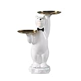 homary White Bear Side Table β Modern Resin Statue End Table with Gold Stainless Steel Tiered Trays, Animal Sculpture Accent Table for Living Room, Bedroom, or Home DΓ©cor