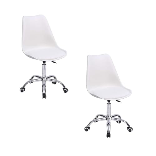 La Mejor Lista de Venta de Sillas de Oficina los mejores 5. 44 Komfort Set De 2 Sillas De Oficina Estilo Eames con Ruedas (Blanco)