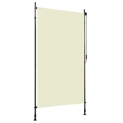 vidaXL Außenrollo Handkurbel-System Balkonrollo Senkrechtmarkise Sichtschutz Beschattung Sonnenschutz Außen Rollo Balkon 120x270cm Creme