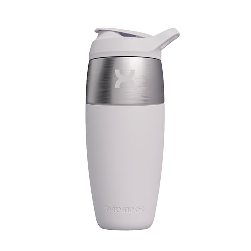 Promixx Pursuit - Botella mezcladora de 950 ml, botella mezcladora de proteínas de acero inoxidable de una sola pared, batidos súper suaves, 950 ml, cerámica blanca