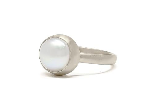 Bague de proposition en or solide et perle blanche délicate - 7