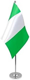 AZ FLAG Nigeria Prestige Table Flag 6'' x 9'' - Nigerian Office Decoration 100% Satin 22 x 15 cm - Desk Flag with Steel Pole and Base