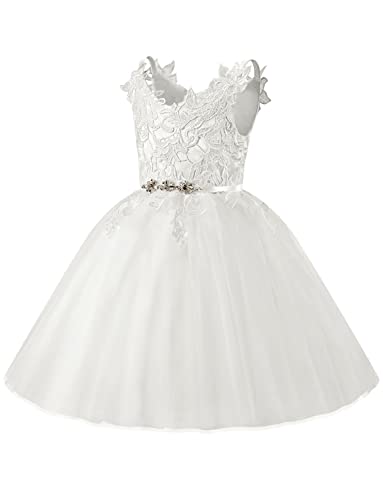 Pluviophily Lace Tulle Straps Wedding Flower Girl Dress Junior Bridesmaid Dress #TOP7