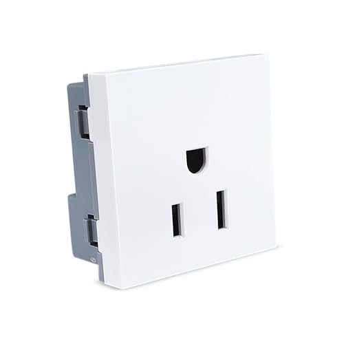 Image of MX 3-Pin US Standard Socket with Safety Shutter - 15A 125V - 45x45mm Modular Power Socket - Compatible with US & International Brands
