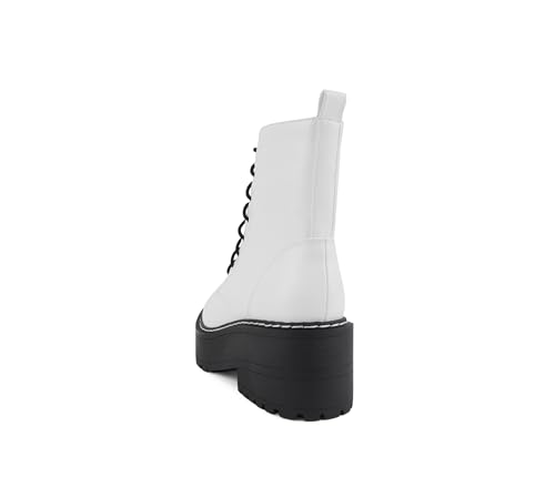 Image of Soda FLING Women Chunky Lug Sole Lace up Fashion Combat Ankle Boot w /Side Zipper