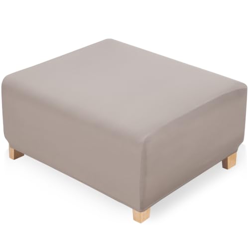 Image of YISUN Stretch Rectangle Ottoman & Footstool Cover, X‑Large, Khaki