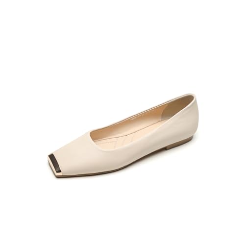 TinaCus Handmade Square Toe Genuine Leather Women's Slip On Comfortable Flat Shoes