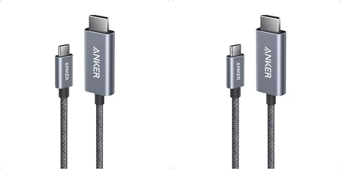 Image of Anker HDMI Cable, 4K@60Hz Ultra-Fast Nylon-Braided USB C to HDMI Cord with Advanced Shielding, Thunderbolt 5 /4 /3, for MacBook, iPad, iPhone, HD TV, and More(3FT,Black) (Pack of 2)