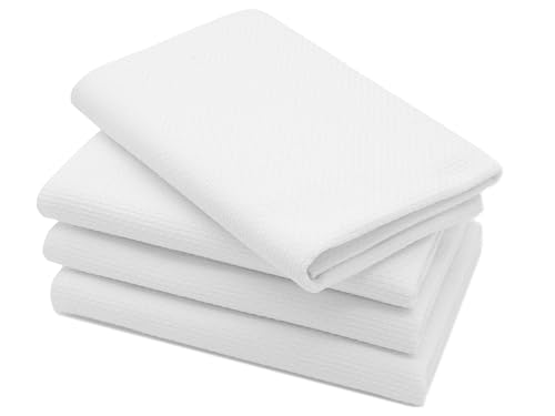 ZOLLNER 4er Set Geschirrtücher aus Baumwolle in 50x100 cm - saugstarke und strapazierfähige Handtücher - waschbar bis 95°C – in weiß - Made in Germany