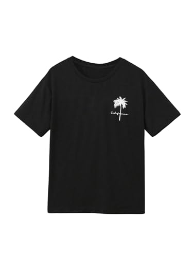 Image of SOLY HUX Boy's Graphic Tees Palm Tree Print Short Sleeve Crew Neck Summer Trendy T-Shirts Clothes for Teen Boys