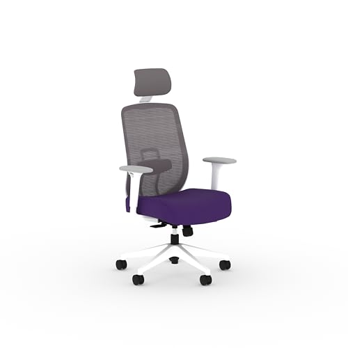 Image of HON Altern Ergonomic Office Chair with Headrest, Mid‑Back Mesh Desk Chair, Adjustable Arms, Seat Slide, Synchro‑Tilt, Rolling Computer Seat for Home Office, White Frame, Iris