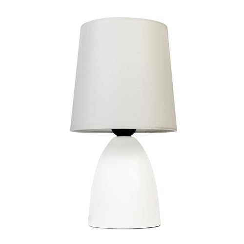 Image of Lexton Table Lamp with Fabric Shade | Bedside Night Lamp for Bedroom Living Room | Inline Switch | Decorative Desk Lamp for Study Table Office & Home Decor | White (Pack of 1)