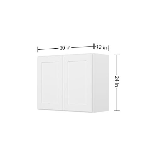 Image of Furinno Shaker Wall Kitchen Cabinet 2-Doors, Ready to Assemble, 12 D x 30 W x 24 H, White