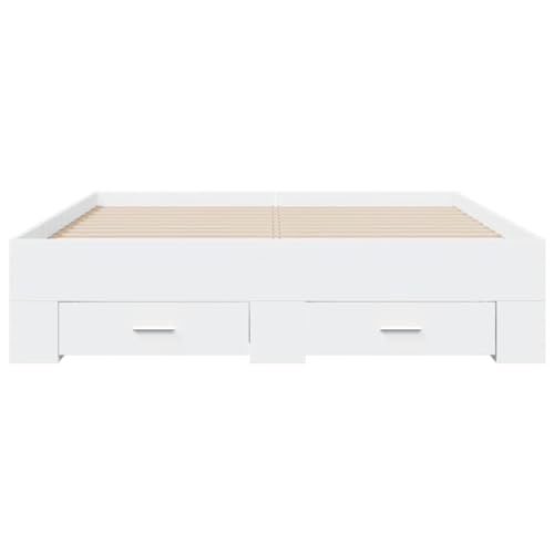 vidaXL Rama łóżka z szufladami, biała, 120x200 cm, łóżko, podstawa łóżka, łóżko z szufladą, łóżko do sypialni, rama pod materac, łóżko z szufladami