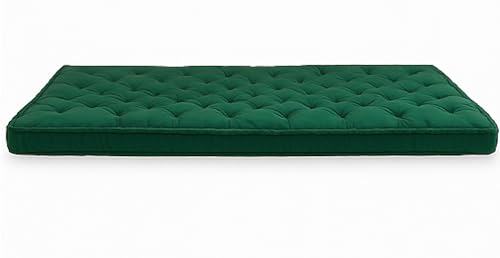 Image of ATOOTFUSION Cotton Floor Mattress, 4 inch Thick Tufted Cushion, 72 x 30 inch, Foldable, Rollable Light Weight Cotton Mattress (Bottle Green)