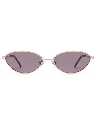 Retro Oval Cat Eye Sunglasses for Women, Vintage Metal Frame with Spring Hinge, Trendy Fashion Glasses AP3730